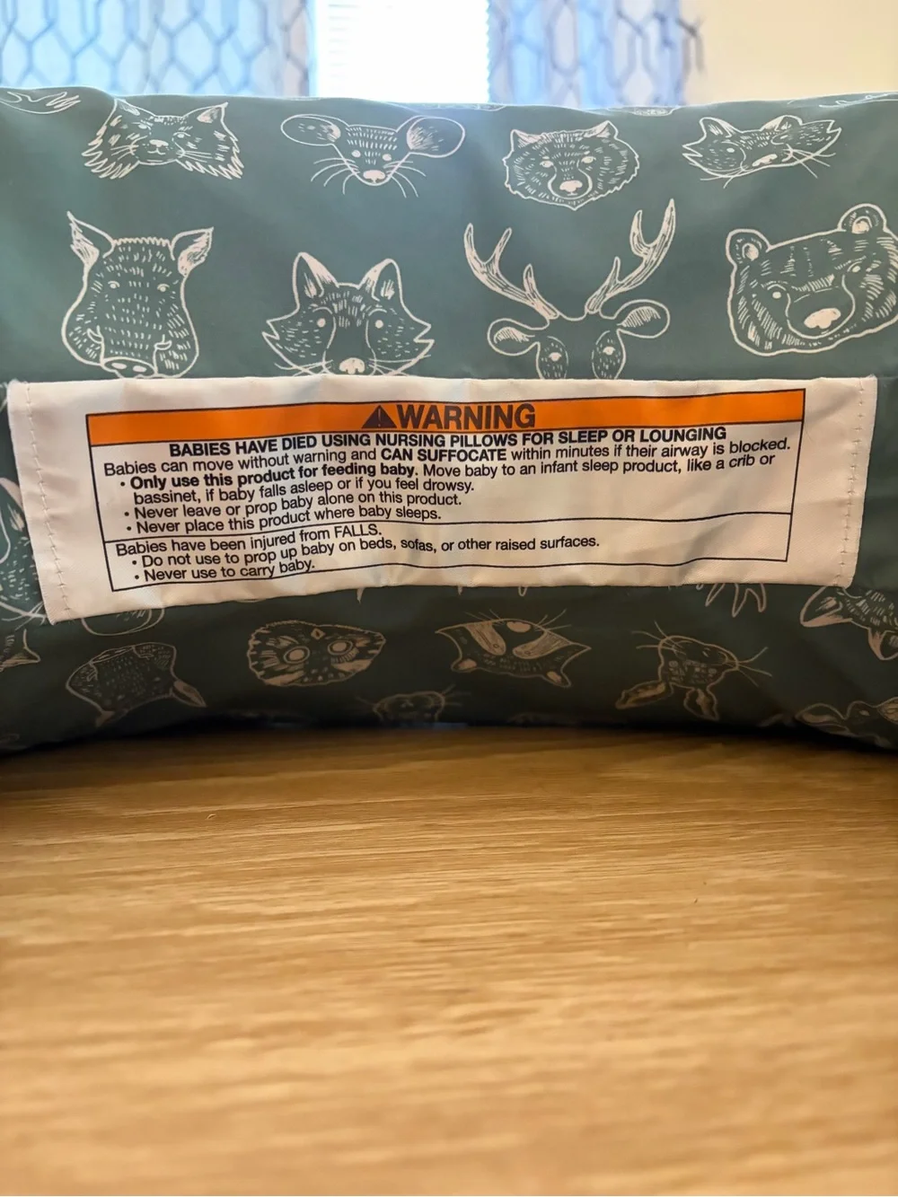 Boppy Green Animal Print Nursing Pillow